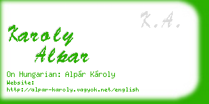 karoly alpar business card