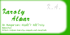 karoly alpar business card